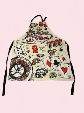Source Unknown Cream Las Vegas Casino Apron with Red & Black Accents
